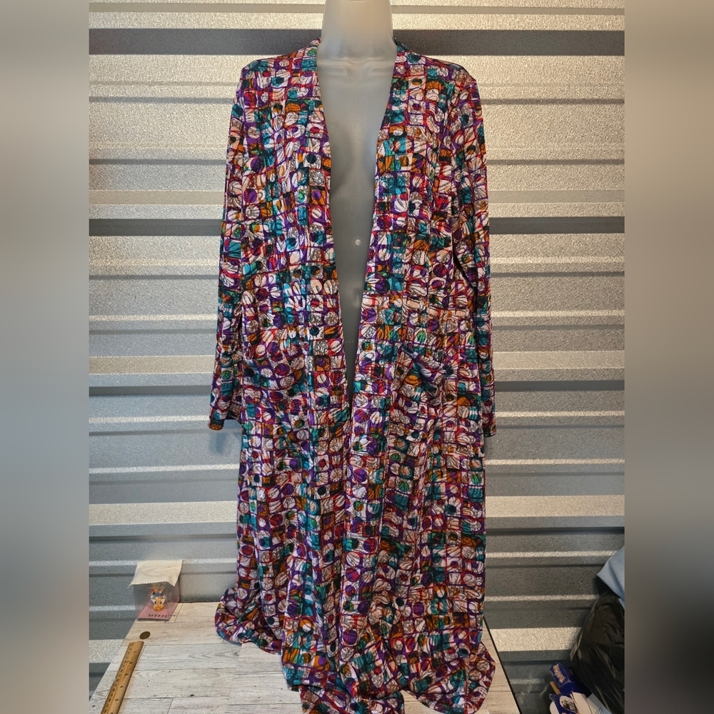LuLaRoe Multicolor Patterned Open Front Duster